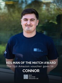 🏆🏆🏆 The votes are in for KES Man of the Match Award.
The winner of The £50 Amazon voucher for March 2026 is... Connor, for running QMUL without issues, using good initiative and providing really good daily updates.

Connor won with 4 votes, although Mitch and Henri followed just behind with 2 each. 👏
Well done Con, well deserved.

#KentElectricalSolutions